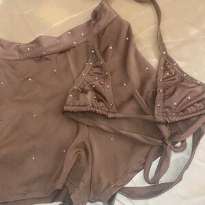 Rhinestone 2 piece short set